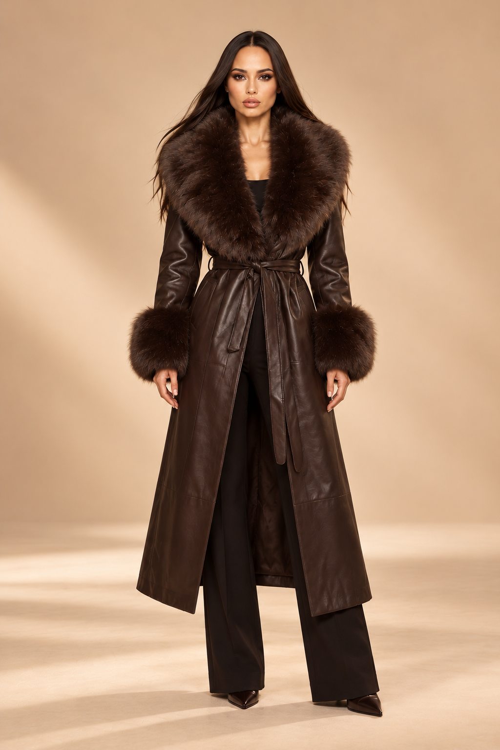 Veloura Faux-Fur Trim Coat