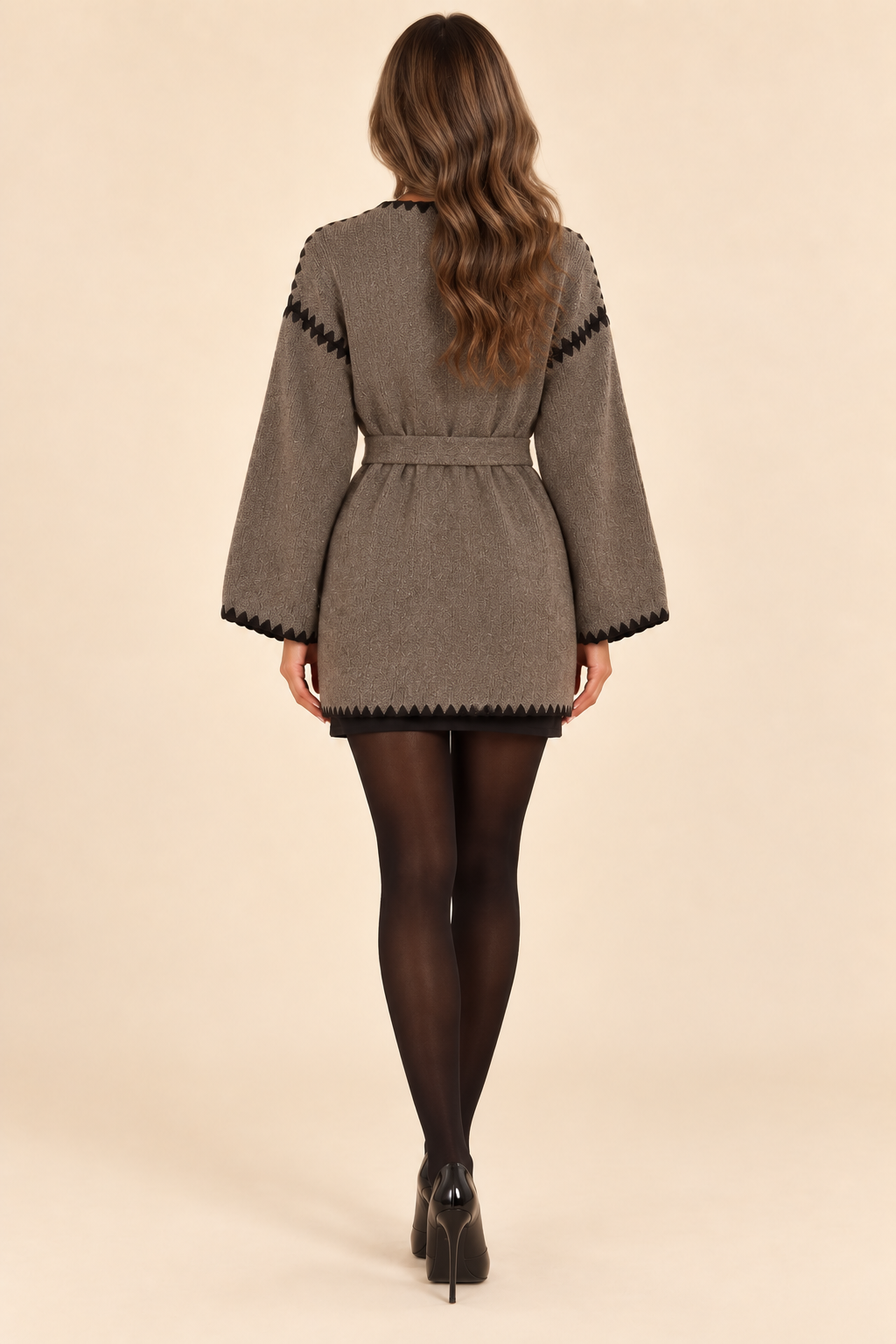 Élienne Contrast-Stitch Cardigan