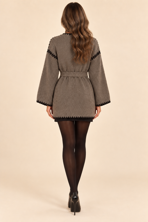 Élienne Contrast-Stitch Cardigan