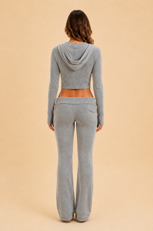 Arielle Zip-Hood Knit Cardigan