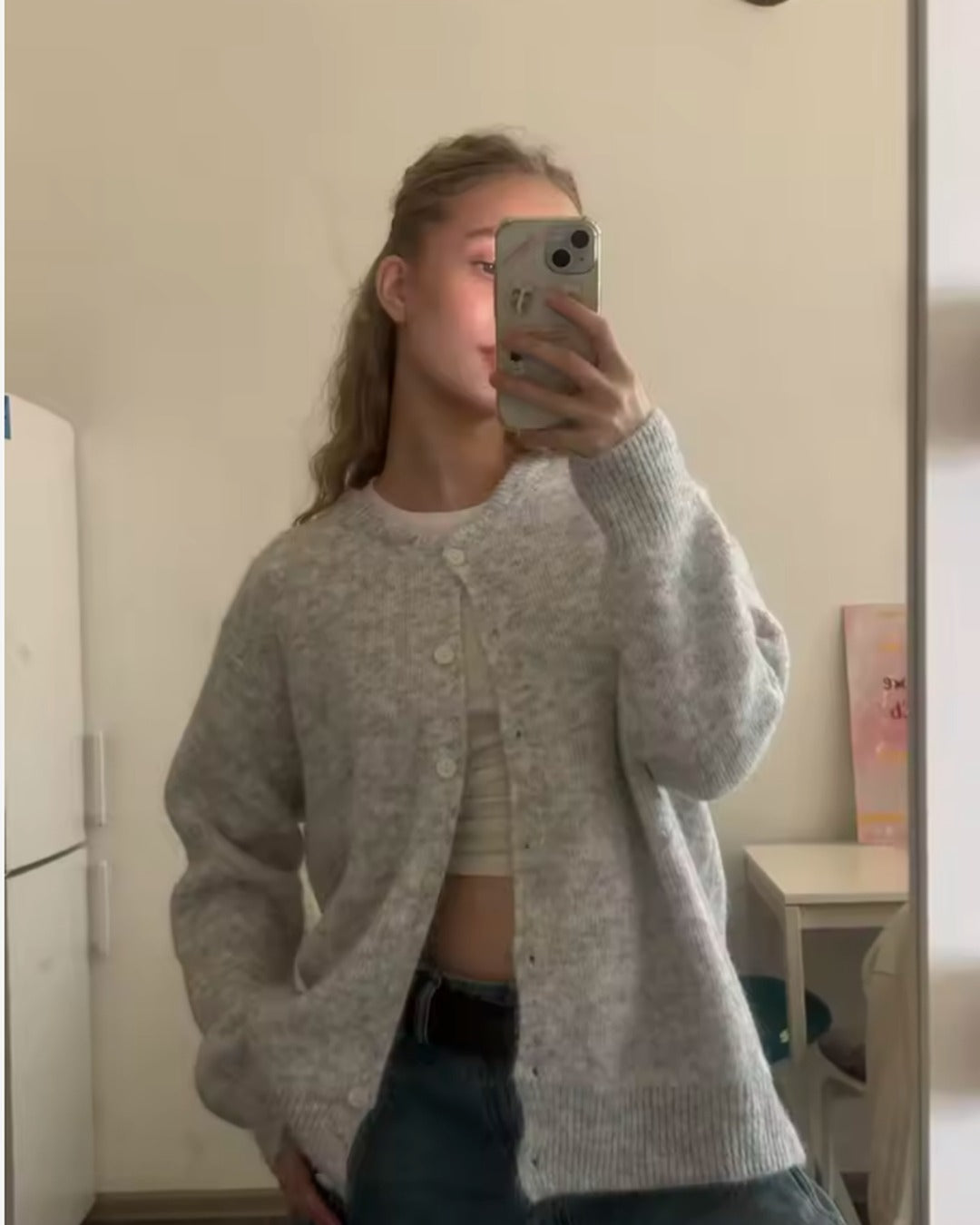 Grey knit cardigan